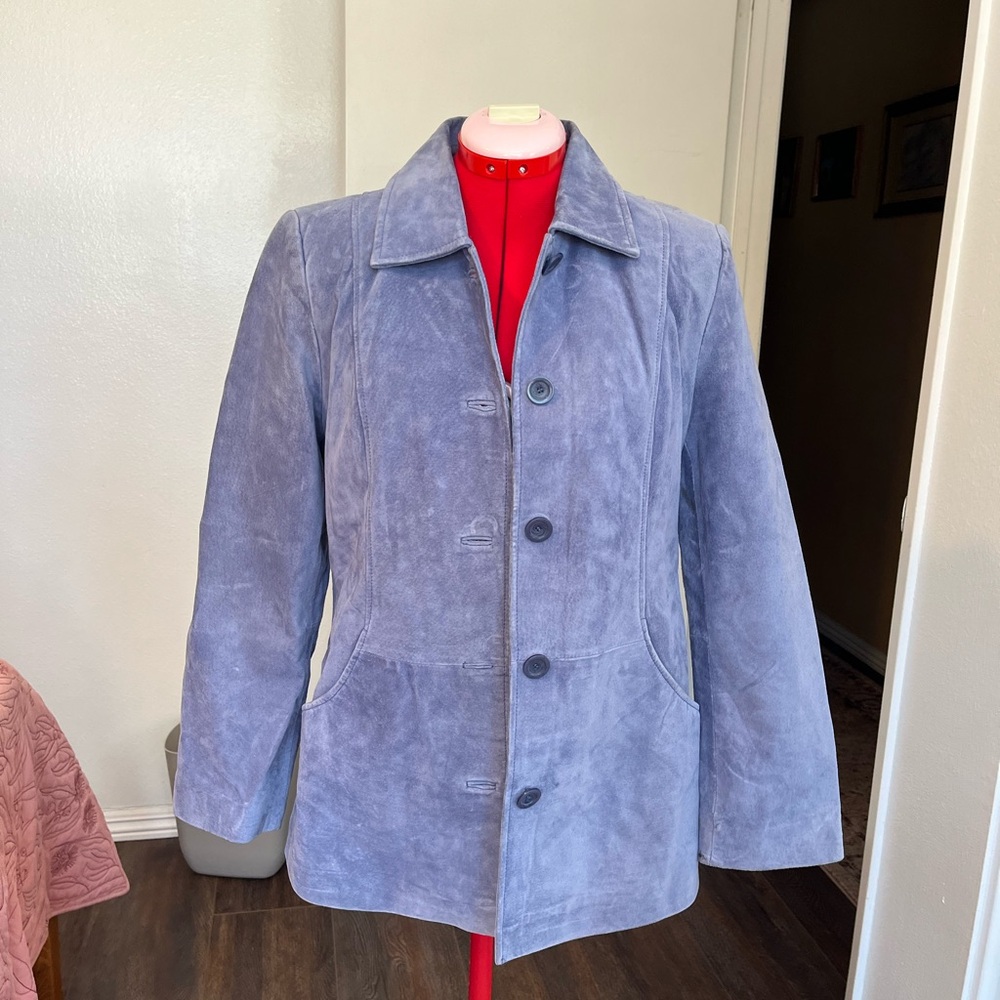 Bernardo Lavender Suede Trench Coat